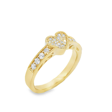 14K Solid White Gold Womens Diamond Heart Ring 0.32 Ctw